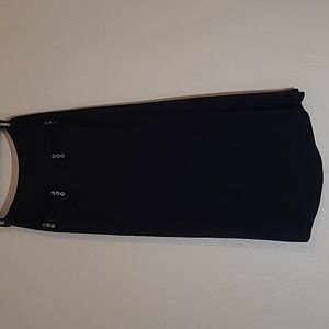 DKNY A Line silk skirt two front pockets with button detail